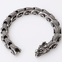 Stainless Steel Gothic Dragon Head Men's Chain Bracelets Vintage Chromme Bracele - £24.67 GBP