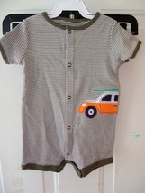 CARTER&#39;S BROWN/WHITE STRIPED OUTFIT W/CAR ON SIDE NEW - £10.29 GBP