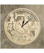 Eco-Friendly Wood Wall Clock Custom Modern Sewing Machine Retro Tailor S... - $39.00