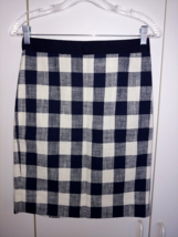 J. Crew Ladies &quot;The Pencil Skirt&quot; NAVY/WHITE Plaid Lined SKIRT-00-NWOT-CUTE - £25.16 GBP