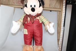 Gemmy Disney Mickey Mouse Scarecrow Thanksgiving Halloween Porch Greeter 23&quot; - £34.99 GBP