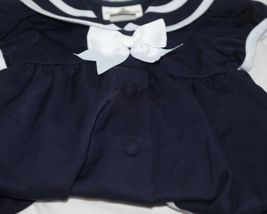 Rare Editions White Blue Dress Bloomers Hat 3 Piece Set 12 Month image 3
