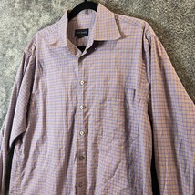 Scott Barber Dress Shirt Mens Large Purplu Check Plaid Button Up Formal ... - $14.79