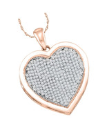 10k Rose Gold Womens Round Diamond Heart Love Fashion Pendant 1/2 Cttw - £463.46 GBP