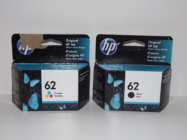 HP Hewlett Packard Genuine 62 Black &amp; 62 Tri-Color Ink Dated 2022 New (M) - £23.18 GBP