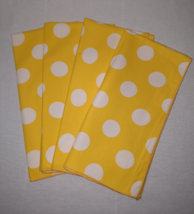 4 VTG Cloth Napkins Bright Sunny Yellow w/ Large White Polka Dots 17&quot; Retro MCM - £15.54 GBP