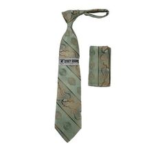 Men's Stacy Adams Tie and Hankie Set Fancy Woven Silky Satin #SAT54 Green image 2