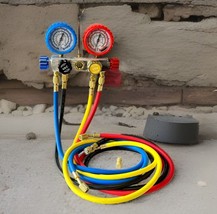 4 Way HVAC Mini Split Diagnostic Manifold Gauge &amp; Hose Set R32 Refrigerant - £41.22 GBP