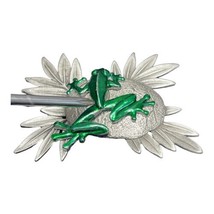 JJ JONETTE Green Frog On Silver Tone Rock Lily Pad Leaf Lapel Pin Brooch... - £16.08 GBP