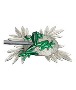 JJ JONETTE Green Frog On Silver Tone Rock Lily Pad Leaf Lapel Pin Brooch... - £16.39 GBP