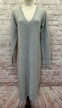 Treasure &amp; Bond Heather Gray V-Neck Sweater Midi Dress Long Sleeve Size XS NEW - £33.11 GBP