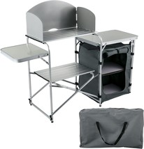 VEVOR Aluminum Portable Folding Picnic Station with Windshield, Storage - £91.61 GBP