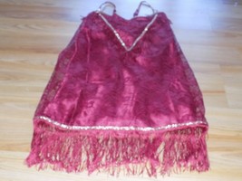 Size Medium Rubie&#39;s Burgundy Lace Fringe Flapper Costume Dress Halloween... - £18.90 GBP