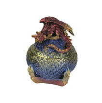 Hand Painted Red and Blue Sleeping Dragon On Egg Lidded Trinket Box - £19.38 GBP
