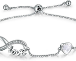 Gift for Mother Wife Girlfriend, Love Heart 925 Sterling Silver Bracelet... - $56.73