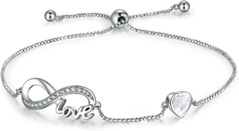 Gift for Mother Wife Girlfriend, Love Heart 925 Sterling Silver Bracelets for Wo - £45.49 GBP