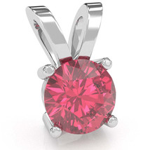 Pink Tourmaline Solitaire Pendant In 14k White Gold - £189.03 GBP