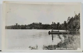 Brainerd MN RPPC Pine Beach Hotel From Mission Point Girl Pier Boat Postcard L3 - £15.41 GBP