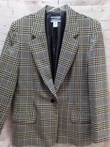 Pendleton Women's 18 Black White Yellow Plaid Blazer Virgin Wool Vintage - $34.64