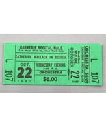 Vintage Carnegie Recital Hall Ticket Green 1980 Catherine Wallace - £29.51 GBP