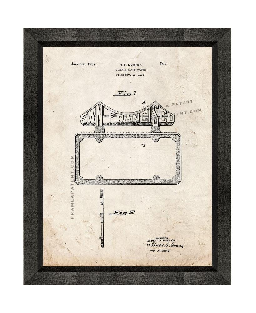 Primary image for License Plate Holder Patent Print Old Look with Beveled Wood Frame