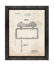 License Plate Holder Patent Print Old Look with Beveled Wood Frame - $24.95+