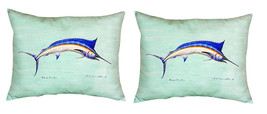 Pair of Betsy Drake Blue Marlin - Teal No Cord Pillows 16 Inch X 20 Inch - £63.15 GBP