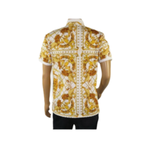 Mens PLATINI Sports Polo Shirt With Rhine Stones Lion Medallion DPP8246 White image 6
