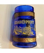 Cedar Point Siesta Ware Mug VTG Cobalt Blue Glass Wood Handle CP Railroa... - £15.82 GBP