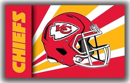 Kansas Football Team Memorable Flag 3x5ft Chiefs Souvenir Helmet Banner - $335.24 MXN