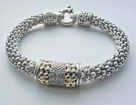 Gabrielle Bruni 925 Sterling Silver And 14 K Gold Adorned Diamonds Bracelet - £149.19 GBP