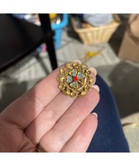 Gold and Blue 4 leaf clover Brooch - $319.88 MXN