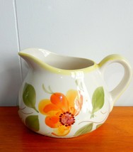 Vintage Secla Portugal hand painted orange flowered floral pottery small... - $18.00