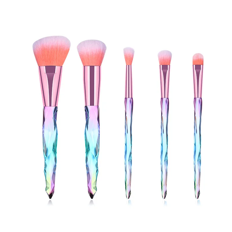 Hot Sale 5/7/10pcs Transparent  Crystal Handle Makeup Brushes Powder Foundation  - $93.59