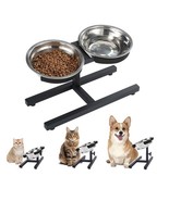 NEW Adjustable Elevated Stand Double Dog Cat Bowls Raised Feeding Dishes - $18.69