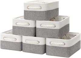 Bidtakay Baskets Storage Basket For Organizing Small Fabric Baskets, White&amp;Grey - £32.98 GBP