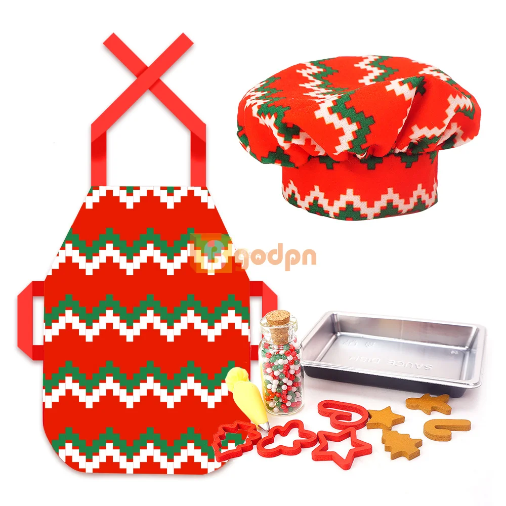 Christmas Elf Doll Accessories Apron Sets Chef Uniform Cook Hat for 35cm Elf - £10.94 GBP