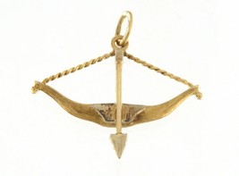 Bow and arrow Unisex Charm 14kt Yellow and White Gold 370910 - £191.50 GBP