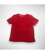 90’s Red Silk Corpcore  Boxy Fit Work Basic Blouse Petite - $14.00