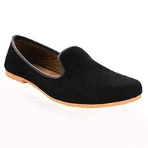 Mens Nagra Jutti Mojari ethnic Shoe faux leather loafer US size 7-11 Black SH5P - £30.05 GBP