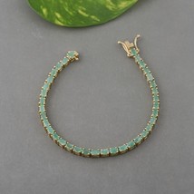 Natural 925 Sterling Silver Emerald Tennis Bracelet, Best Anniversary gift - £96.22 GBP