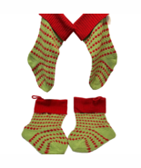 Vintage Christmas Stockings Red Green Sweater Knit Woven 17&quot; Lot of 4 - $24.48