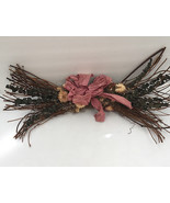 Shabby chic country wall over the door floral arrangement natural twig b... - $27.70 CAD