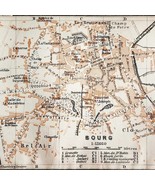 Map Bourg Southern France Rare 1914 Lithograph WW1 Street Mini Sheet DWA... - $39.99