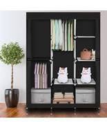 Clothes Rack Storage Organizer with Shelf Black71&quot; Portable Closet Wardrobe - £30.99 GBP