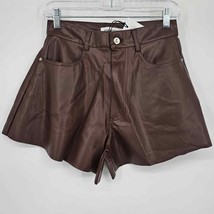 Revolve Weworewhat size 27 flare bell shorts buttery vegan leather cacao... - £37.36 GBP