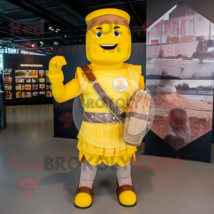 Yellow Roman Soldier mascot costume character dressed with a Button-Up Shirt and - £956.06 GBP