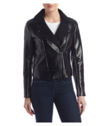 NEW KENNETH COLE NY BLACK  PATENT LEATHER ZIP FRONT MOTO JACKET SIZE L  ... - £84.92 GBP