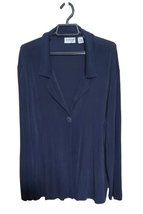 Chico&#39;s Travelers (3) XL Slinky One Button Navy Blue Cardigan Sweater Wrinkle - £23.58 GBP