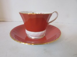 VTG AYNESLEY BONE CHINA TEACUP AND SAUCER RUST FLORALS GOLD RIM 2956 ENG... - $425.65 MXN